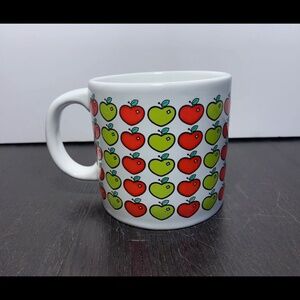 Red and Green Apples Ceramic Coffee Mug/Cup - 1980s Mod Graphic Design - Teacher